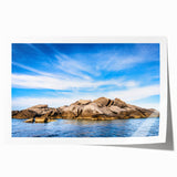 Rolled canvas print of Corsican landscape with vibrant floral accents, ideal for dining room wall art.