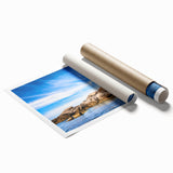 Extra large rolled print of a Corsican landscape with vibrant floral elements, ideal for classy bathroom wall art.