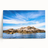 Black and white photograph of Corsican landscape on stretched canvas, ideal for kitchen wall art.