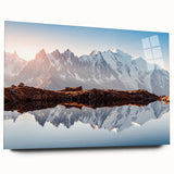 Acrylic print of the French Alps in subdued earth tones, suitable for bedroom or dining room decor.