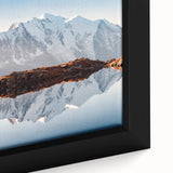 Black wall art depicting the French Alps in colorful, textured strokes on an extra large framed canvas.