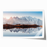 French Alps scenery in muted greens and blues on a rolled canvas print, ideal for art wall dining room.