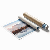 Extra large rolled print depicting the French Alps in muted earth tones, perfect for classy bathroom wall art.