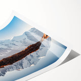 Extra large wall art featuring line art flowers, set against the French Alps in muted earth tones.