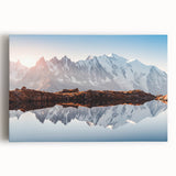 Black and white print of the French Alps on stretched canvas, ideal for kitchen wall art or bedroom ambiance.