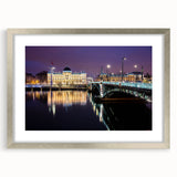 Extra large abstract art print depicting a textured Lyon scenery in muted earth tones, framed in silver.