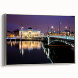 Framed canvas of a vintage-style Lyon landscape painting in colorful hues, ideal for enhancing living room decor.