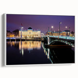 Vintage poster art of Lyon with colorful palette on extra large framed canvas, suitable for living room decor.