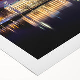 Art deco poster of Lyon cityscape in muted colors on rolled canvas, suitable for dining room wall art.