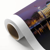 Art Deco poster of Lyon, France, in muted pastel tones on rolled canvas, ideal for nursery wall art.