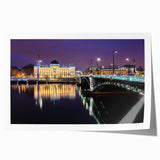 Rolled canvas print of Lyon scenery with vibrant green and floral accents, ideal for dining room wall art.