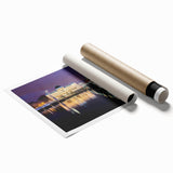 Extra large rolled print of Lyon scenery with floral elements in soft pastel shades, ideal for classy bathroom wall art.