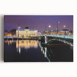 Black and white print of Lyon scenery on stretched canvas, ideal for kitchen wall art or bedroom ambiance.