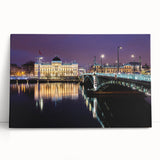 Black and white print of Lyon scenery on large stretched canvas, suitable for kitchen art.