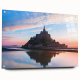 Acrylic print of a large abstract depiction of a French scenery in muted earth tones.