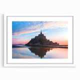 Textured abstract art print of a French scenery in muted earth tones on a white framed canvas, ideal for bedroom art.