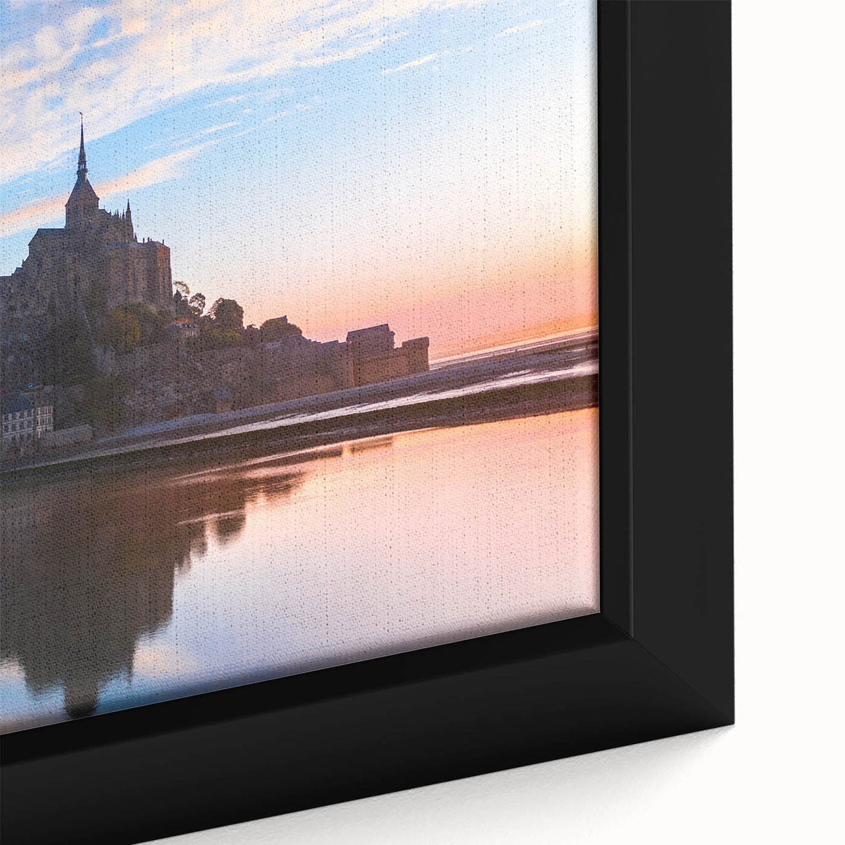 Extra large black wall art of a textured French scenery on framed canvas, featuring colorful art ideal for living room decor.