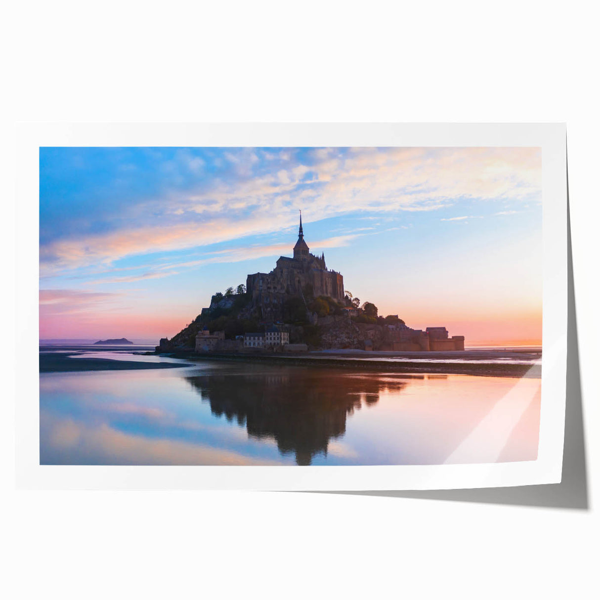Extra large rolled print of a French scenery with vibrant floral elements, ideal for art wall dining room.