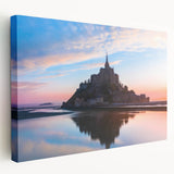 Large art of a scenic French village on stretched canvas, featuring soft pastel shades, ideal for kitchen wall art.