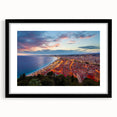 Abstract art print of a colorful European scenery in Nice, France, with textured details on an extra large framed canvas.
