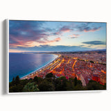 Vintage poster art of Nice, France, featuring vibrant, colorful art on extra large framed canvas.