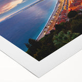 Art deco poster of Nice, France with pastel colors on rolled canvas, suitable for dining room wall art.