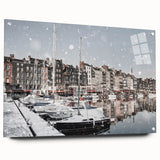 Acrylic print of a Normandy landscape in muted greens and blues, suitable for bedroom or dining room decor.