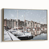 Framed canvas depicting a vintage-style landscape of Normandy with muted earth tones, ideal for bedroom wall art.