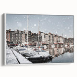 Vintage poster art of Normandy, France, with colorful imagery on extra large framed canvas, ideal for living room decor.