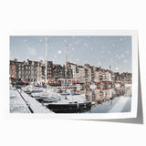 Rolled print of Normandy scenery with vivid green landscape and floral elements, suitable for art wall dining room.