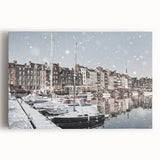 Black and white stretched canvas print of Normandy scenery, suitable as large kitchen wall art or bedroom decor.