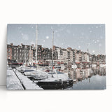 Black and white stretched canvas of Normandy scenery, ideal for kitchen wall art.