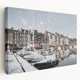 Scenic depiction of Normandy, France on large canvas with muted green and blue tones, suitable for kitchen wall art.