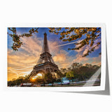 Extra large rolled print of a Parisian street scene in muted pastel shades, ideal for dining room decor.