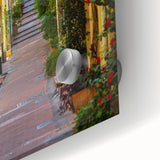 Large abstract wall art depicting a mid-century modernist scene of Provence, France in muted earth tones on acrylic glass.