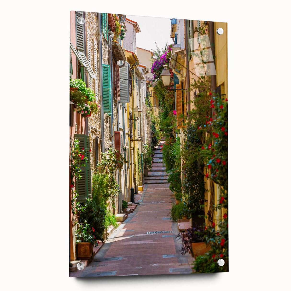 Acrylic print of a Provence landscape in muted earth tones, ideal for dining room decor.