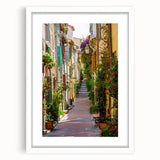 Textured art print of an abstract Provence landscape in muted earth tones on a framed canvas, suitable for bedroom decor.