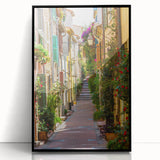 Large abstract wall art depicting a serene Provence landscape in muted earth tones on a framed acrylic.