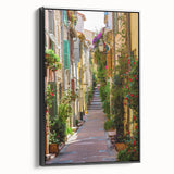 Black and white landscape art painting of Provence on framed canvas, ideal for bedroom wall decor.