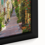 Extra large framed canvas showcasing a black textured art scene of Provence, France with vibrant, colorful accents.