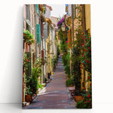 Black and white stretched canvas of Provence scenery, ideal for kitchen wall art.