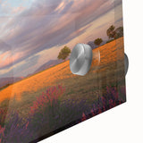 Acrylic print of a large abstract depiction of a South France scenery in mid-century modernist style.