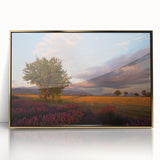 Art deco poster of a scenic South France landscape in soft pastel tones on framed acrylic, ideal for modern nursery decor.