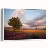 Vintage poster art of a scenic South France landscape in vibrant colors on a large framed canvas.