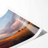 Extra large rolled print of line art flowers in muted earth tones, ideal for large living room wall art.