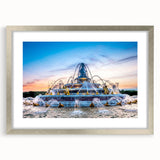 Extra large abstract art print of Versailles with textured details in a silver frame, ideal for living room decor.