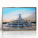 Art Deco poster of Versailles scenery in gold and blue tones on a framed acrylic, suitable for modern art wall decor.
