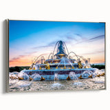 Landscape art painting of Versailles with vibrant green and blue tones on a framed canvas, ideal for living room decor.