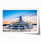 Scenic Versailles gardens print in vibrant green and blue tones on rolled canvas, ideal for art wall dining room.