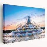 Large art depicting the Versailles scenery on stretched canvas, featuring soft pastel colors, ideal for kitchen wall art.